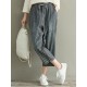 Casual Loose Stripe Drawstring Waist Women Pants