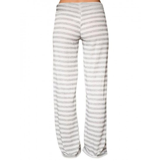 Casual Loose Stripe Elastic Waist Women Pants