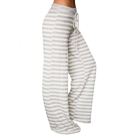 Casual Loose Stripe Elastic Waist Women Pants