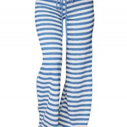 Casual Loose Stripe Elastic Waist Women Pants