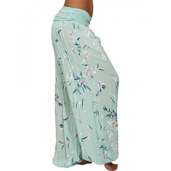 Casual Women Wide Leg Floral Print Trouser Pants