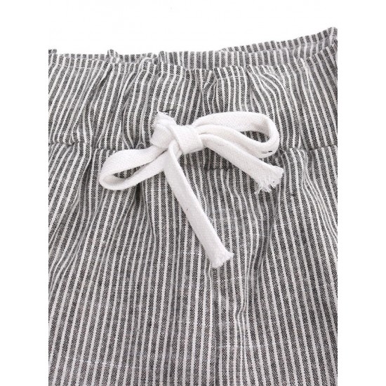 Women Striped Drawstring Waist Harem Pants