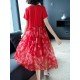 Casual Women Patchwork Printed Short Sleeve O-Neck Lace Dress