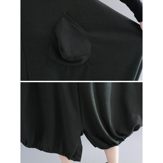 Casual Women Sleeveless Straps Pocket Loose Mid-long Dress
