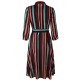 Casual Women Striped 3/4 Sleeve Button Dress with Pockets