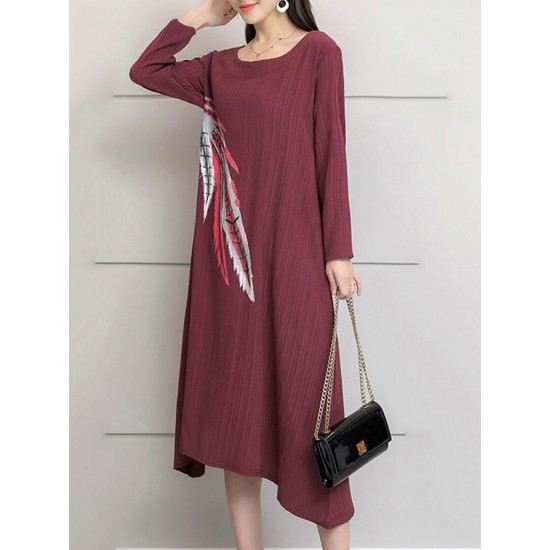 Casual Women Two Piece Printed Long Sleeve Dress