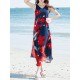 Bohemian Chiffon Women V-Neck Printed Sleeveless Maxi Dress