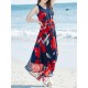 Bohemian Chiffon Women V-Neck Printed Sleeveless Maxi Dress