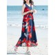 Bohemian Chiffon Women V-Neck Printed Sleeveless Maxi Dress