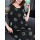 Brief Polka Dot Print Loose O-neck Short Sleeve Dress