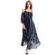 Casual Women Chiffon Off Shoulder Stripe Loose Maxi Dress