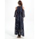 Casual Women Chiffon Off Shoulder Stripe Loose Maxi Dress