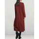 Casual Women Long Sleeve Solid Color Cotton Loose Dress