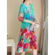 Elegant Floral Print Half Sleeve Dress For Women