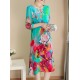 Elegant Floral Print Half Sleeve Dress For Women