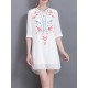 Elegant Women Embroidery Half Sleeve Chiffon Dresses