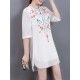 Elegant Women Embroidery Half Sleeve Chiffon Dresses