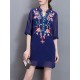 Elegant Women Embroidery Half Sleeve Chiffon Dresses