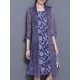 Elegant Women Fake Two Pieces 3/4 Sleeve Printed Chiffon Dress