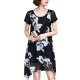 Elegant Women Printed Irregular Short Sleeve Chiffon Dresses