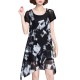 Elegant Women Printed Irregular Short Sleeve Chiffon Dresses