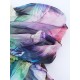 Women Halter Multicolor Feather Printed Beach Chiffon Dress