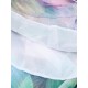 Women Halter Multicolor Feather Printed Beach Chiffon Dress