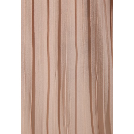 Women's Beige Lace Dress Sleeveless Pleated Vest Waist Mini Dress