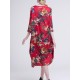 Casual Women Floral Printed O-Neck 3/4 Sleeve Dress