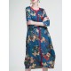 Casual Women Floral Printed O-Neck 3/4 Sleeve Dress