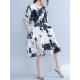 Casual Women Printed Half Sleeve Pocket Tunic Dress