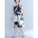 Casual Women Printed Half Sleeve Pocket Tunic Dress