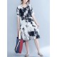 Casual Women Printed Half Sleeve Pocket Tunic Dress