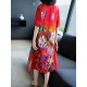 Elegant Art Print Short Sleeve Dress For Women