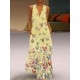 Elegant Butterfly Print Bohemian V-neck Sleeveless Maxi Dress