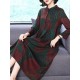 Elegant Floral Print Button Stand Collar Long Sleeve Dress