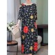 Elegant Floral Print Crew Neck 3/4 Sleeve Loose Hem Dress