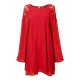 Casual Lace Chiffon Lantern Sleeve Backless Mini Dress For Women