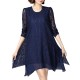 Elegant Long Sleeve O-Neck Lace Hollow Loose Women Dress