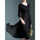 Elegant Women 3/4 Sleeve Front Slit Fake Two Piece Lace Pleated Dress