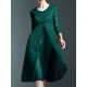 Elegant Women 3/4 Sleeve Front Slit Fake Two Piece Lace Pleated Dress