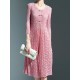 Elegant Women 3/4 Sleeve Front Slit Fake Two Piece Lace Pleated Dress