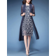 Elegant Women 3/4 Sleeve Two Pieces Set Floral Chiffon Dress