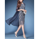 Elegant Women 3/4 Sleeve Two Pieces Set Floral Chiffon Dress