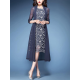 Elegant Women 3/4 Sleeve Two Pieces Set Floral Chiffon Dress