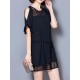 Elegant Women Lace Patchwork Hollow Off Shoulder Chiffon Dress