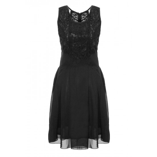 Slim Dress Chiffon Back Lace Sleeveless Classic Dress For Women