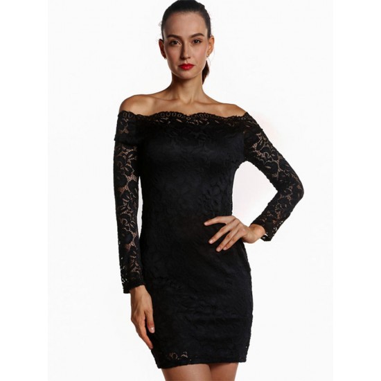 Women Sexy Lace Hollow Out Floral Embroidery Patchwork Bodycon Dress