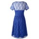 Women Vestido Sexy Lace Short Sleeve Backless Knee Length Party Dress