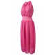 Bohemian Halter V Neck Backless Bow Chiffon Women Beach Maxi Dress